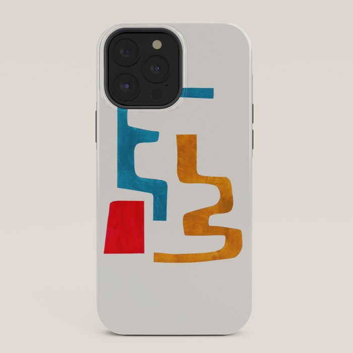 Falling Down' Paper Collage Fun Colorful Shapes Mid Century Minimal Abstract Art by Ejaaz Haniff iPhone Case