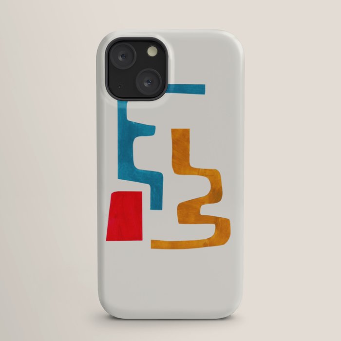 Falling Down' Paper Collage Fun Colorful Shapes Mid Century Minimal Abstract Art by Ejaaz Haniff iPhone Case