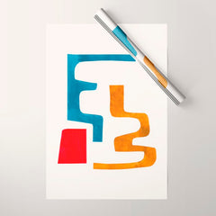Falling Down' Paper Collage Fun Colorful Shapes Mid Century Minimal Abstract Art by Ejaaz Haniff Wrapping Paper