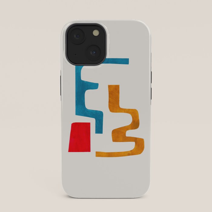 Falling Down' Paper Collage Fun Colorful Shapes Mid Century Minimal Abstract Art by Ejaaz Haniff iPhone Case