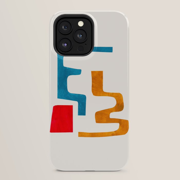 Falling Down' Paper Collage Fun Colorful Shapes Mid Century Minimal Abstract Art by Ejaaz Haniff iPhone Case