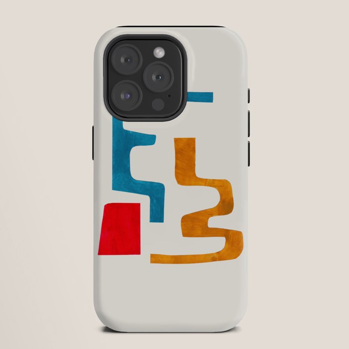 Falling Down' Paper Collage Fun Colorful Shapes Mid Century Minimal Abstract Art by Ejaaz Haniff iPhone Case