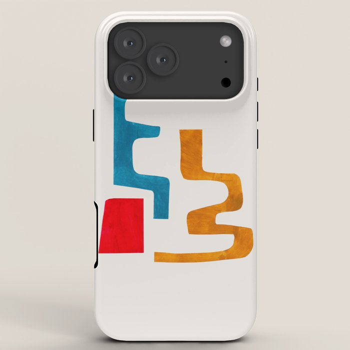 Falling Down' Paper Collage Fun Colorful Shapes Mid Century Minimal Abstract Art by Ejaaz Haniff iPhone Case