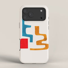 Falling Down' Paper Collage Fun Colorful Shapes Mid Century Minimal Abstract Art by Ejaaz Haniff iPhone Case