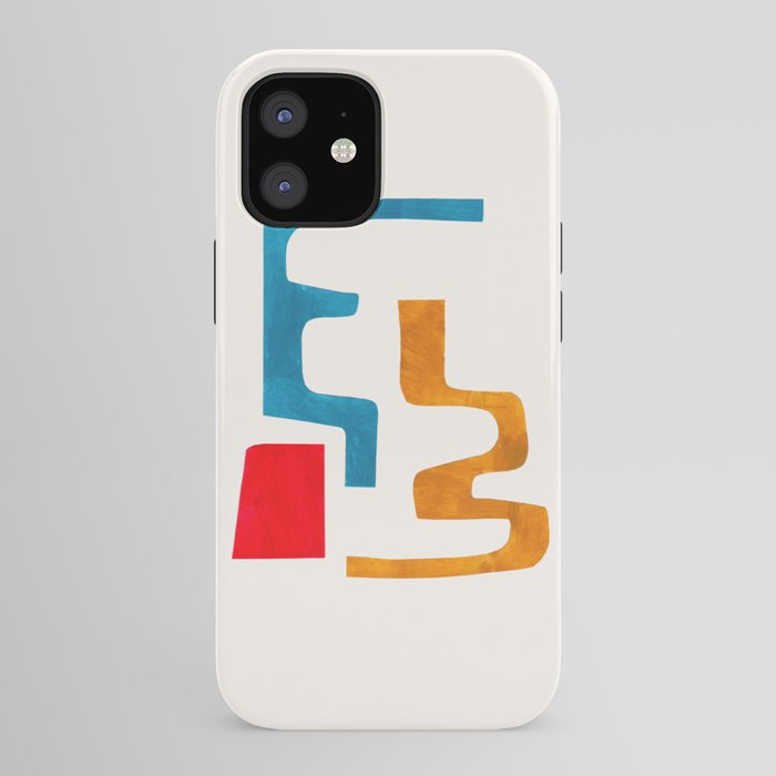 Falling Down' Paper Collage Fun Colorful Shapes Mid Century Minimal Abstract Art by Ejaaz Haniff iPhone Case