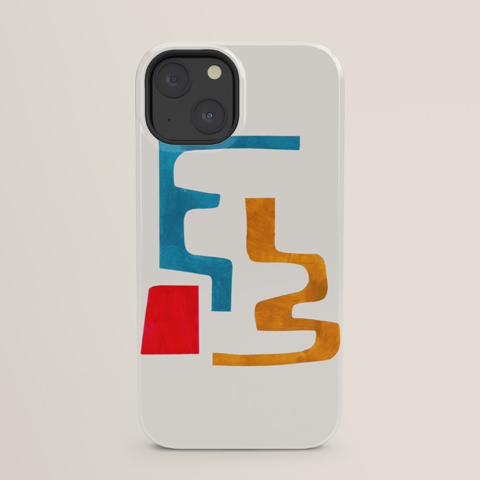 Falling Down' Paper Collage Fun Colorful Shapes Mid Century Minimal Abstract Art by Ejaaz Haniff iPhone Case