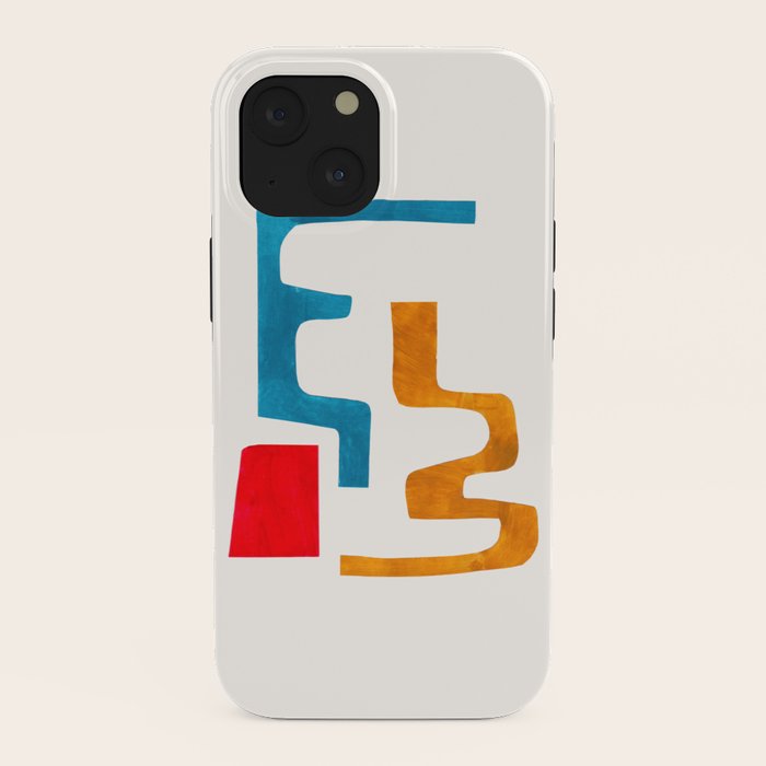Falling Down' Paper Collage Fun Colorful Shapes Mid Century Minimal Abstract Art by Ejaaz Haniff iPhone Case