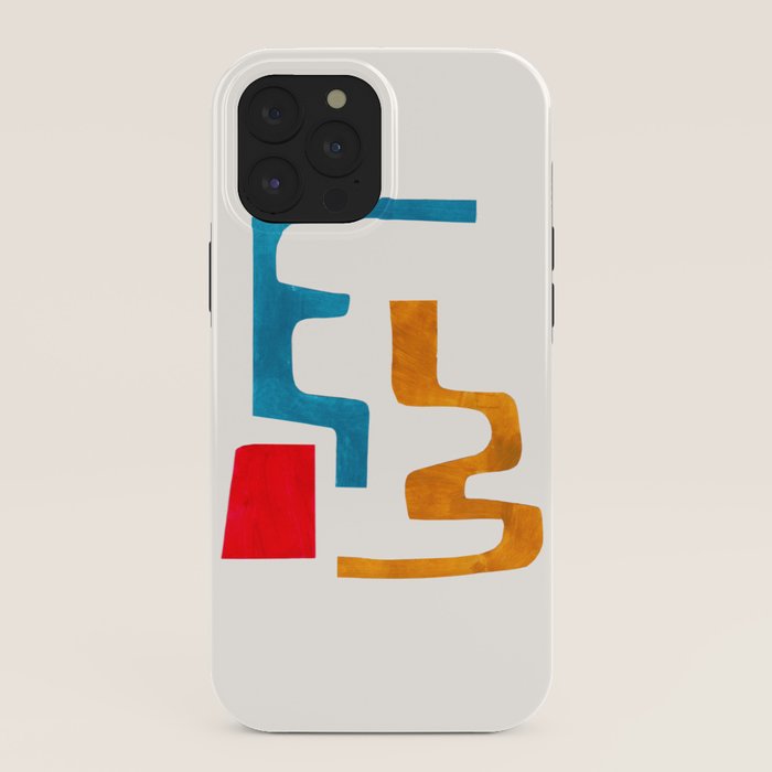 Falling Down' Paper Collage Fun Colorful Shapes Mid Century Minimal Abstract Art by Ejaaz Haniff iPhone Case