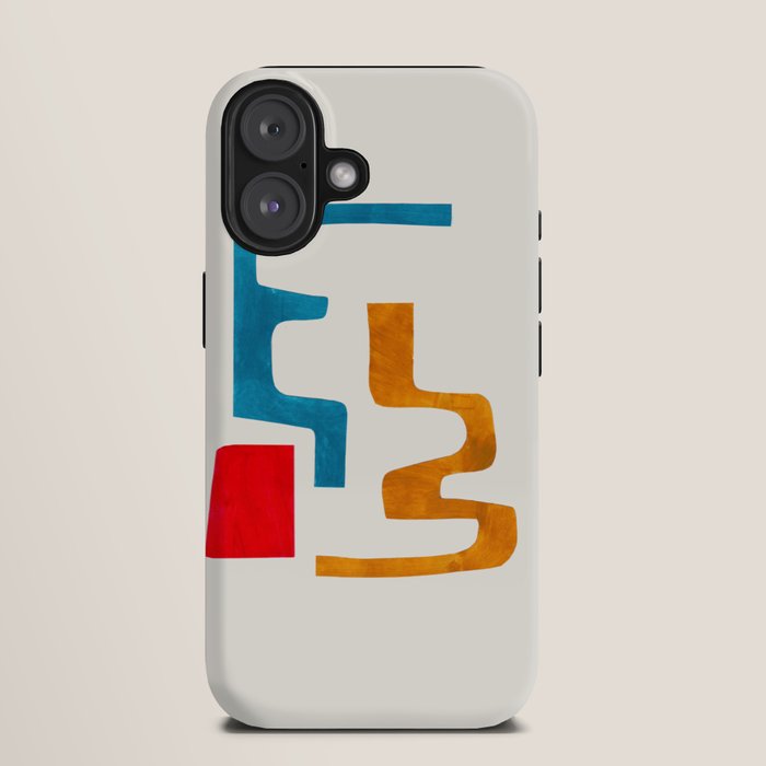Falling Down' Paper Collage Fun Colorful Shapes Mid Century Minimal Abstract Art by Ejaaz Haniff iPhone Case