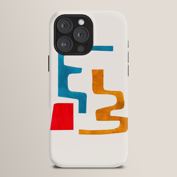 Falling Down' Paper Collage Fun Colorful Shapes Mid Century Minimal Abstract Art by Ejaaz Haniff iPhone Case