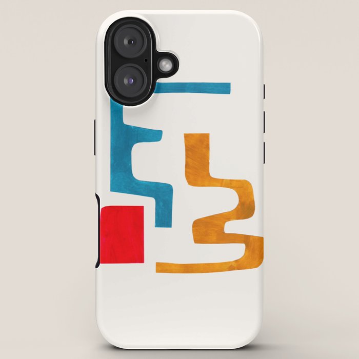 Falling Down' Paper Collage Fun Colorful Shapes Mid Century Minimal Abstract Art by Ejaaz Haniff iPhone Case