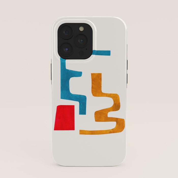 Falling Down' Paper Collage Fun Colorful Shapes Mid Century Minimal Abstract Art by Ejaaz Haniff iPhone Case