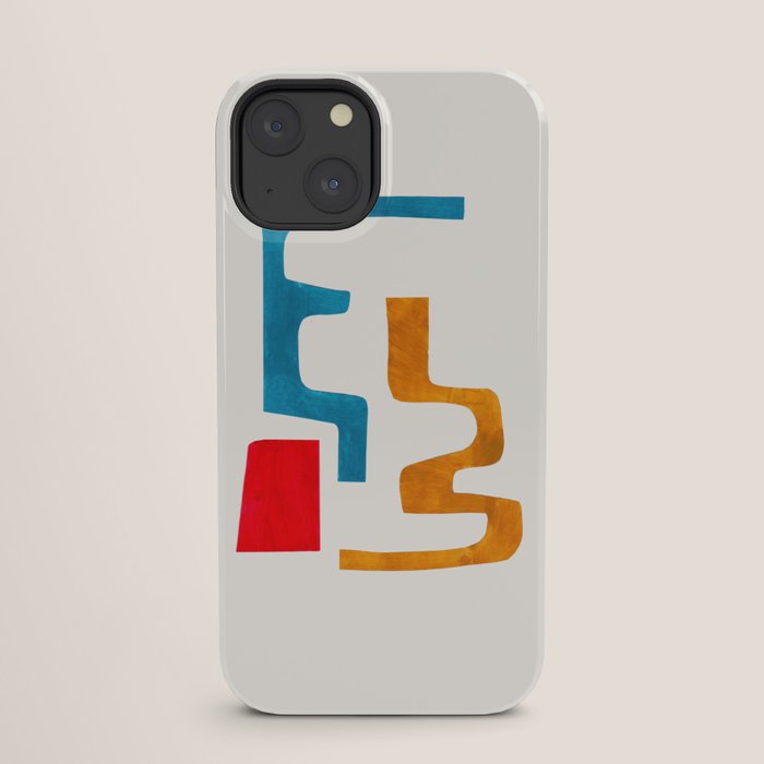 Falling Down' Paper Collage Fun Colorful Shapes Mid Century Minimal Abstract Art by Ejaaz Haniff iPhone Case