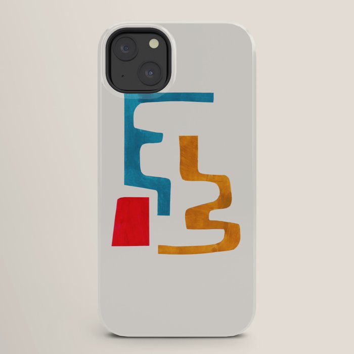 Falling Down' Paper Collage Fun Colorful Shapes Mid Century Minimal Abstract Art by Ejaaz Haniff iPhone Case