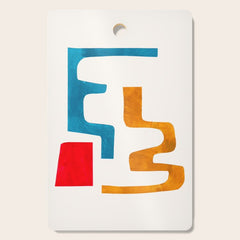 Falling Down' Paper Collage Fun Colorful Shapes Mid Century Minimal Abstract Art by Ejaaz Haniff Cutting Board