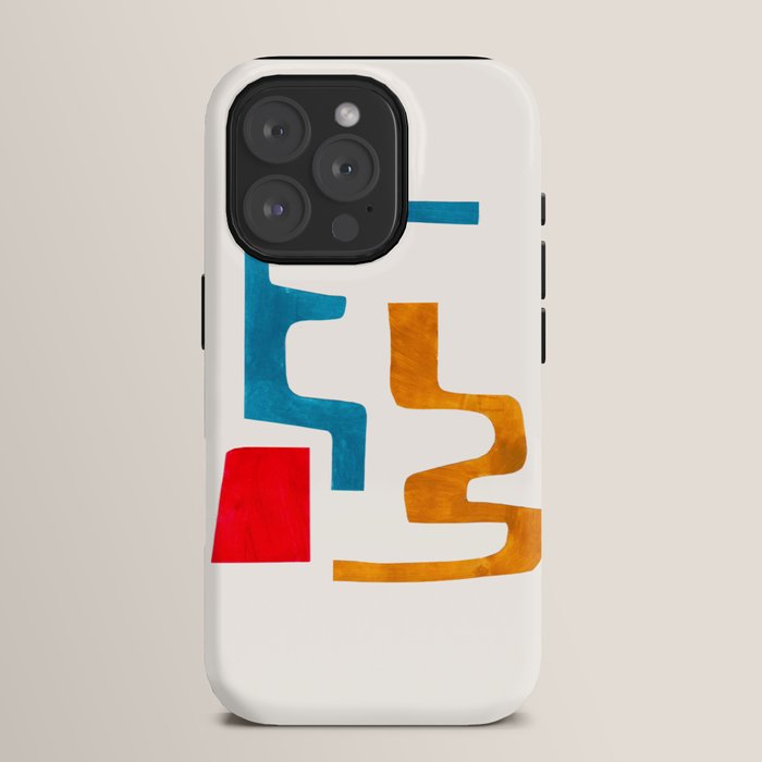 Falling Down' Paper Collage Fun Colorful Shapes Mid Century Minimal Abstract Art by Ejaaz Haniff iPhone Case