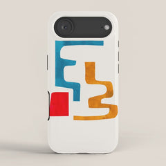 Falling Down' Paper Collage Fun Colorful Shapes Mid Century Minimal Abstract Art by Ejaaz Haniff iPhone Case