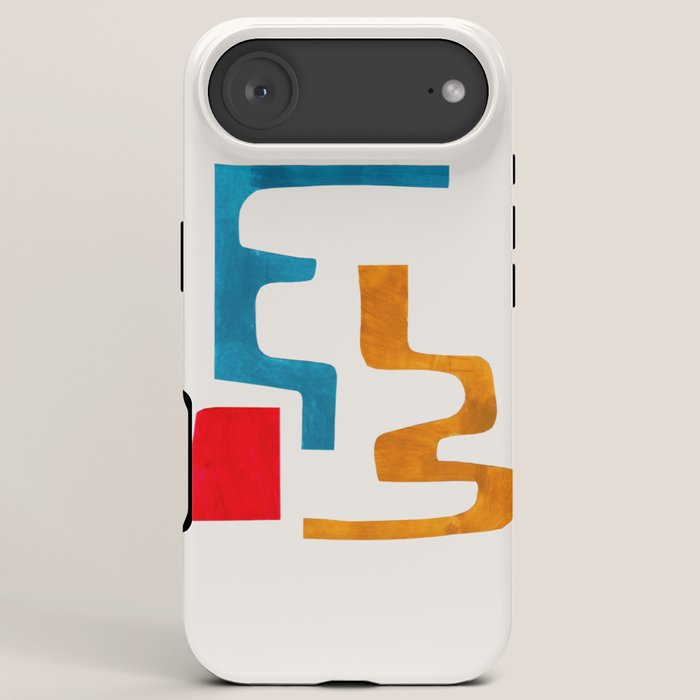 Falling Down' Paper Collage Fun Colorful Shapes Mid Century Minimal Abstract Art by Ejaaz Haniff iPhone Case
