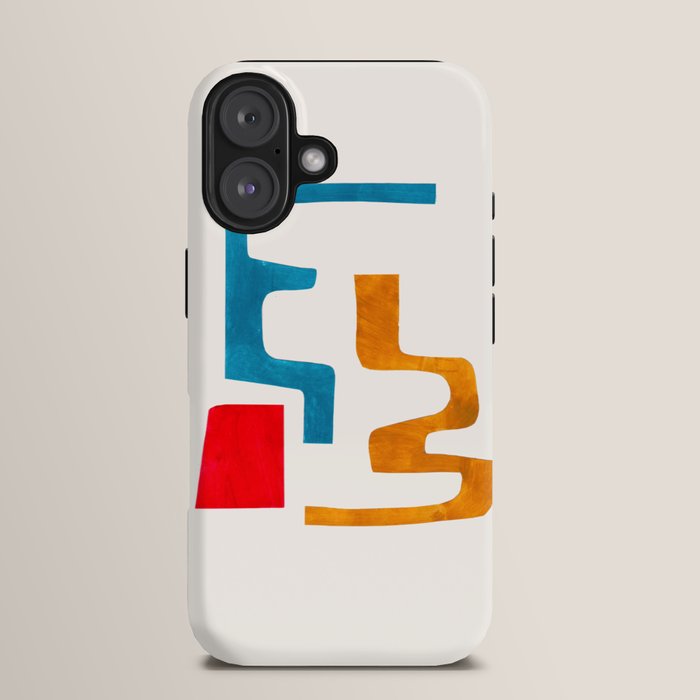 Falling Down' Paper Collage Fun Colorful Shapes Mid Century Minimal Abstract Art by Ejaaz Haniff iPhone Case