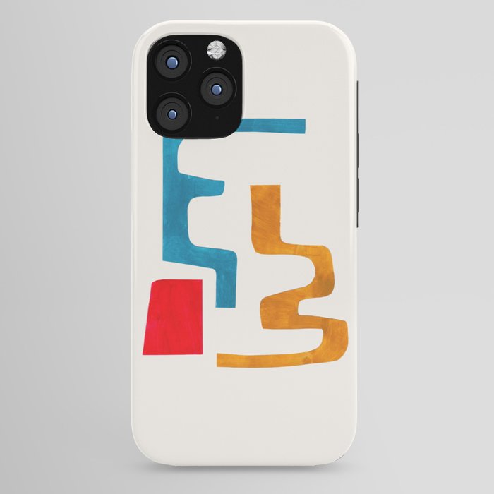 Falling Down' Paper Collage Fun Colorful Shapes Mid Century Minimal Abstract Art by Ejaaz Haniff iPhone Case