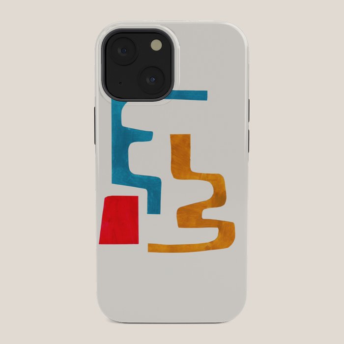 Falling Down' Paper Collage Fun Colorful Shapes Mid Century Minimal Abstract Art by Ejaaz Haniff iPhone Case