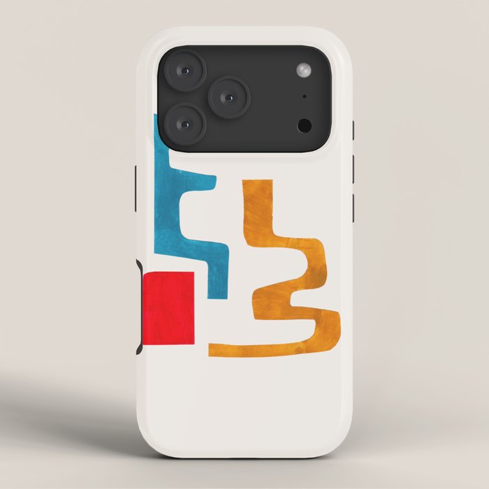 Falling Down' Paper Collage Fun Colorful Shapes Mid Century Minimal Abstract Art by Ejaaz Haniff iPhone Case