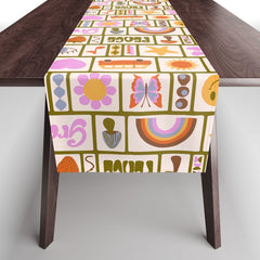 1970s Retro Pop Culture Icons Table Runner