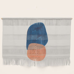 Twins' Minimalist Modern Mid Century Colorful Navy Blue Tan Shapes by Ejaaz Haniff Wall Hanging