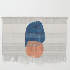 Twins' Minimalist Modern Mid Century Colorful Navy Blue Tan Shapes by Ejaaz Haniff Wall Hanging