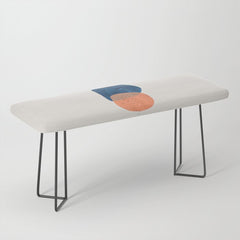 Twins' Minimalist Modern Mid Century Colorful Navy Blue Tan Shapes by Ejaaz Haniff Bench