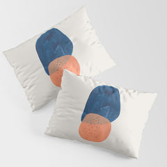 Twins' Minimalist Modern Mid Century Colorful Navy Blue Tan Shapes by Ejaaz Haniff Pillow Sham