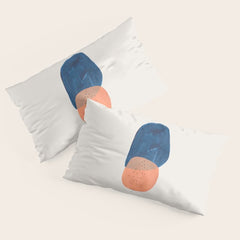 Twins' Minimalist Modern Mid Century Colorful Navy Blue Tan Shapes by Ejaaz Haniff Pillow Sham