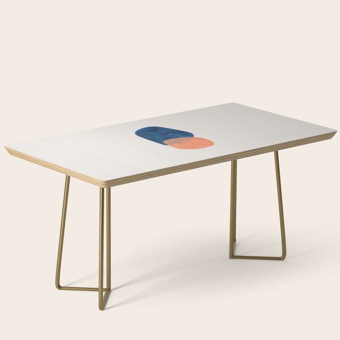 Twins' Minimalist Modern Mid Century Colorful Navy Blue Tan Shapes by Ejaaz Haniff Coffee Table