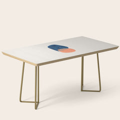 Twins' Minimalist Modern Mid Century Colorful Navy Blue Tan Shapes by Ejaaz Haniff Coffee Table