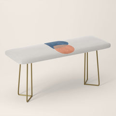 Twins' Minimalist Modern Mid Century Colorful Navy Blue Tan Shapes by Ejaaz Haniff Bench