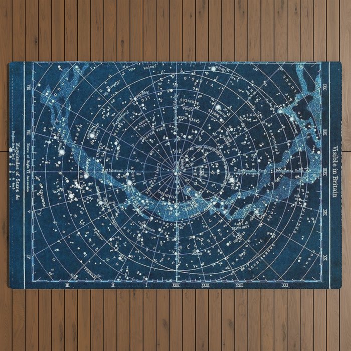 1900 Star Constellation Map - Chart Vintage Poster Outdoor Rug