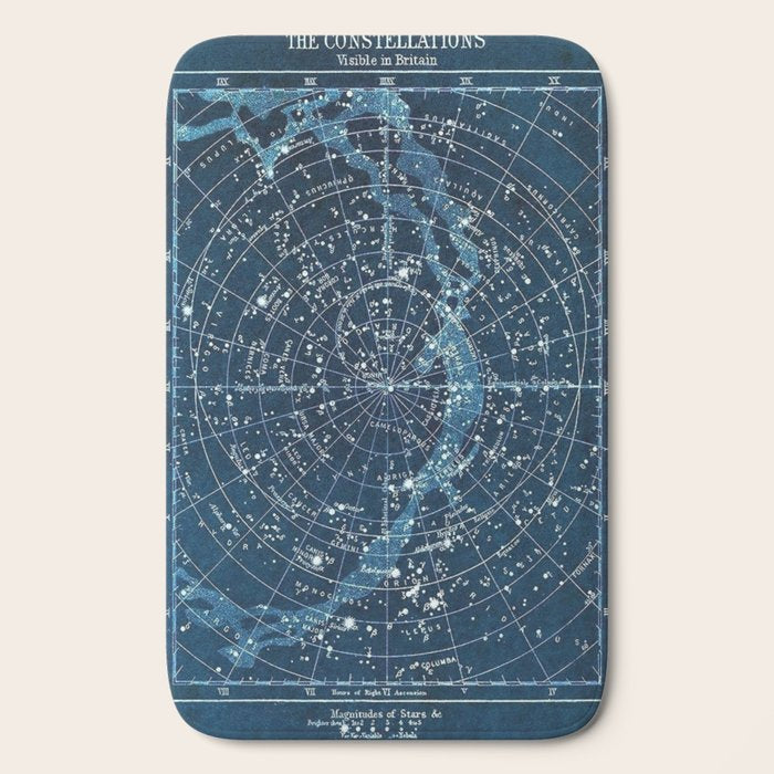 1900 Star Constellation Map - Chart Vintage Poster Bath Mat