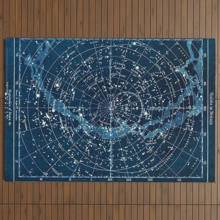 1900 Star Constellation Map - Chart Vintage Poster Outdoor Rug