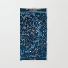 1900 Star Constellation Map - Chart Vintage Poster Bath Towel