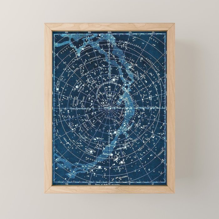 1900 Star Constellation Map - Chart Vintage Poster Mini Art Print