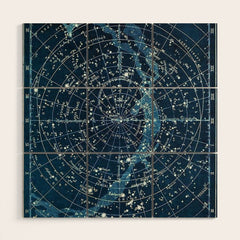 1900 Star Constellation Map - Chart Vintage Poster Wood Wall Art