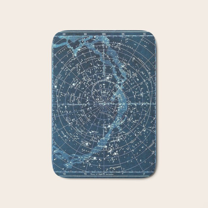 1900 Star Constellation Map - Chart Vintage Poster Bath Mat