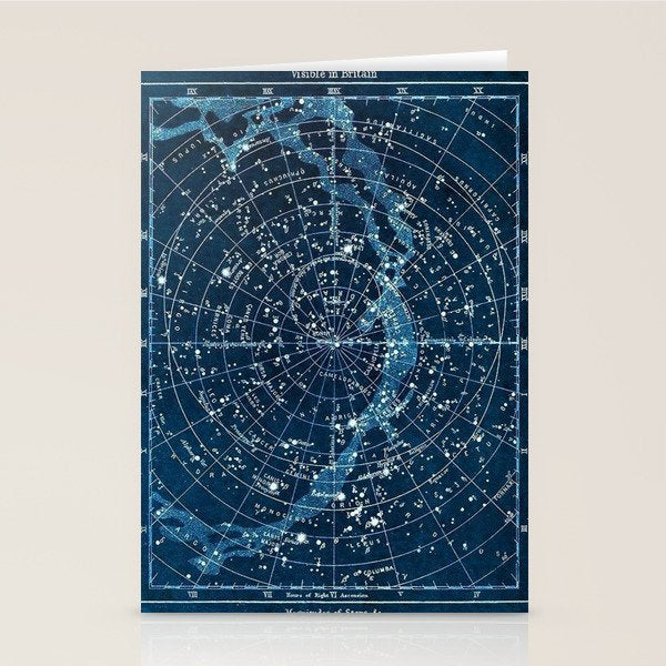 1900 Star Constellation Map - Chart Vintage Poster Stationery Card