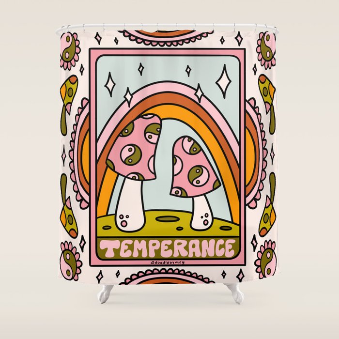 14. Temperance Tarot Mushroom Shower Curtain