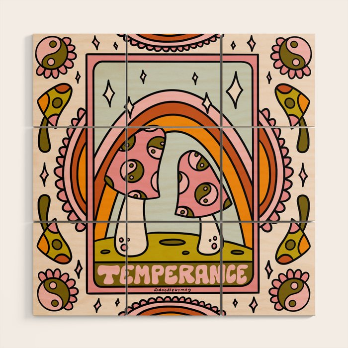14. Temperance Tarot Mushroom Wood Wall Art