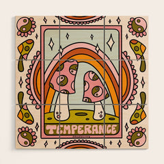 14. Temperance Tarot Mushroom Wood Wall Art