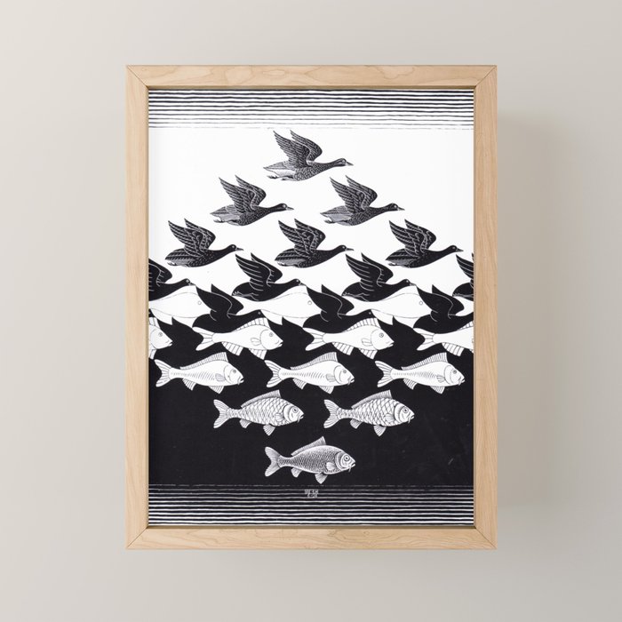 "Sky and Water I" by M.C. Escher Mini Art Print