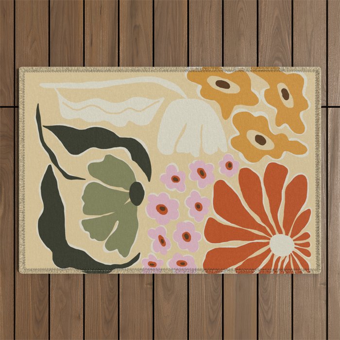 70s tropical fun flower Outdoor Rug
