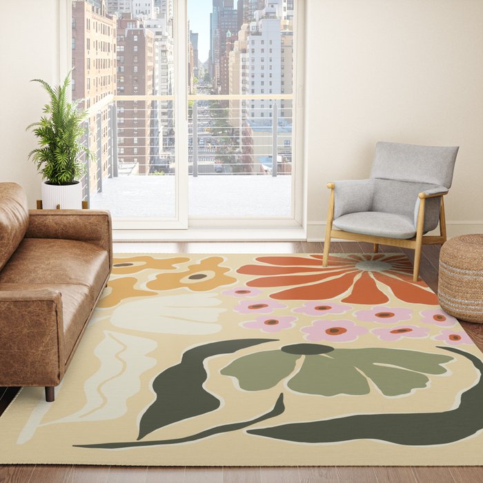 70s tropical fun flower Rug