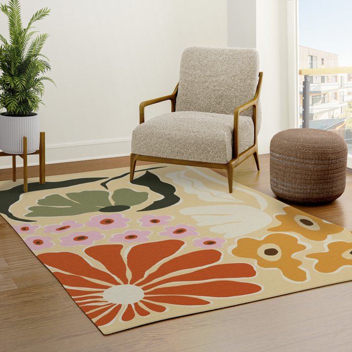 70s tropical fun flower Rug